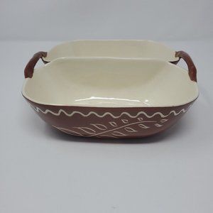 Vintage 1950s Ceramics by Hoffman Divided Serving Dish Bowl No 7 Sprig of Leaf